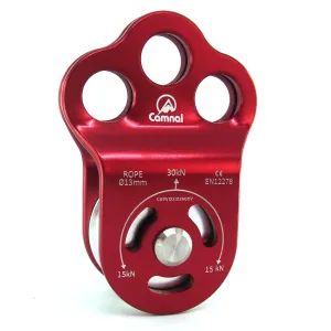 30KN Ball Bearing Three Holes Single Pulley High Altitude Rescue Equipment for 13mm Rope Hauling, Rock Climbing, Rescue Applications, Zipline Sports Etc