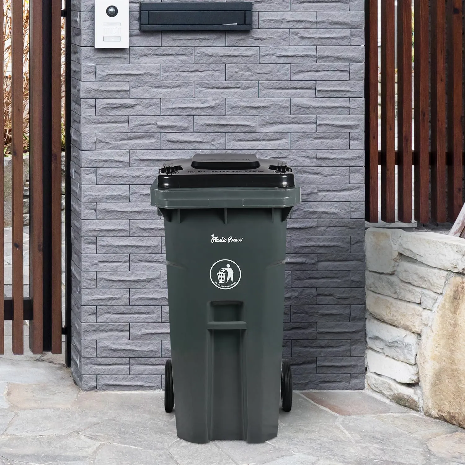 32 Gallon Trash Can with Wheels Rollout, Commercial Outdoor Trash Can Heavy-Duty Outside Garbage Can with Wheels, Gray