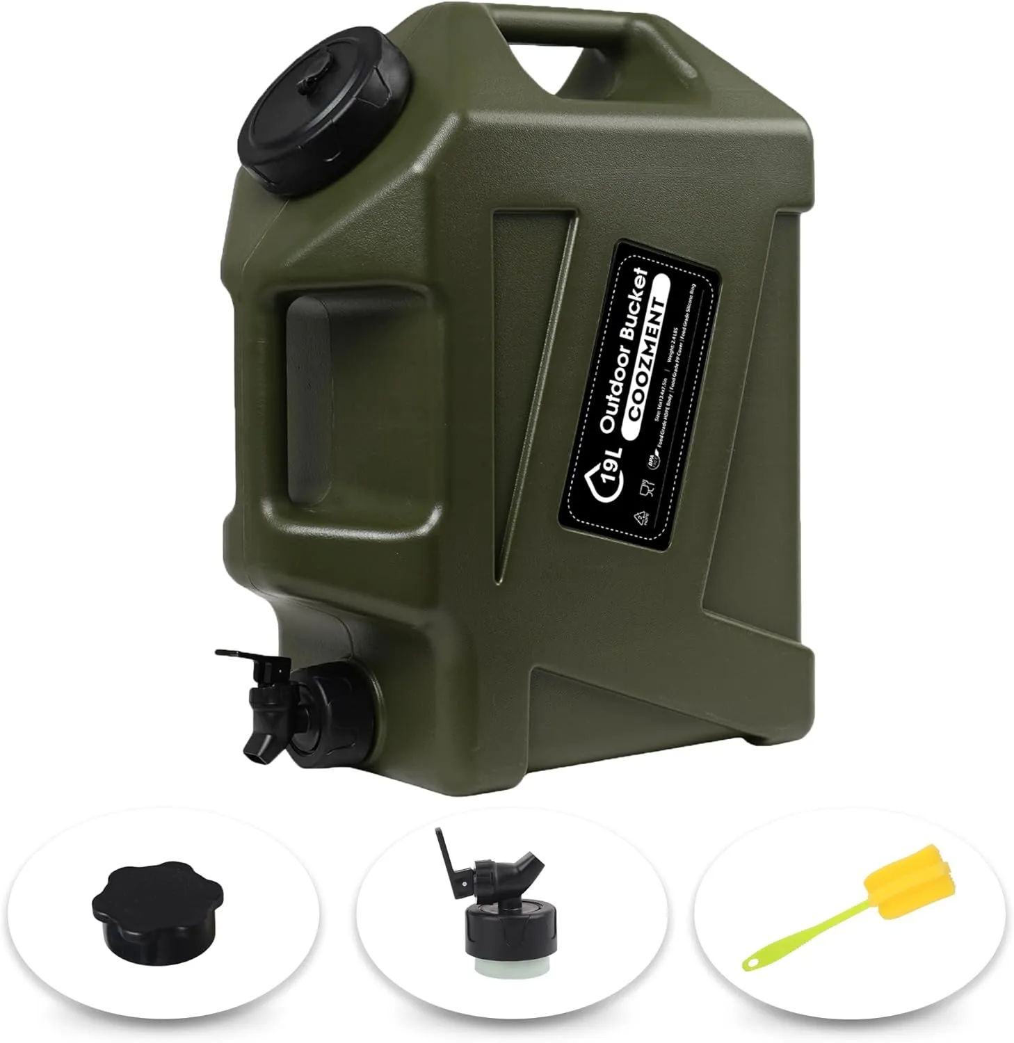 3.2 Gallon/5 Gallon Water Containers with Spigot, BPA Free Water Jug, Military Green Water Tank, Multifunction Water Storage Containers for Camping Outdoor Hiking,Emergency Stroage