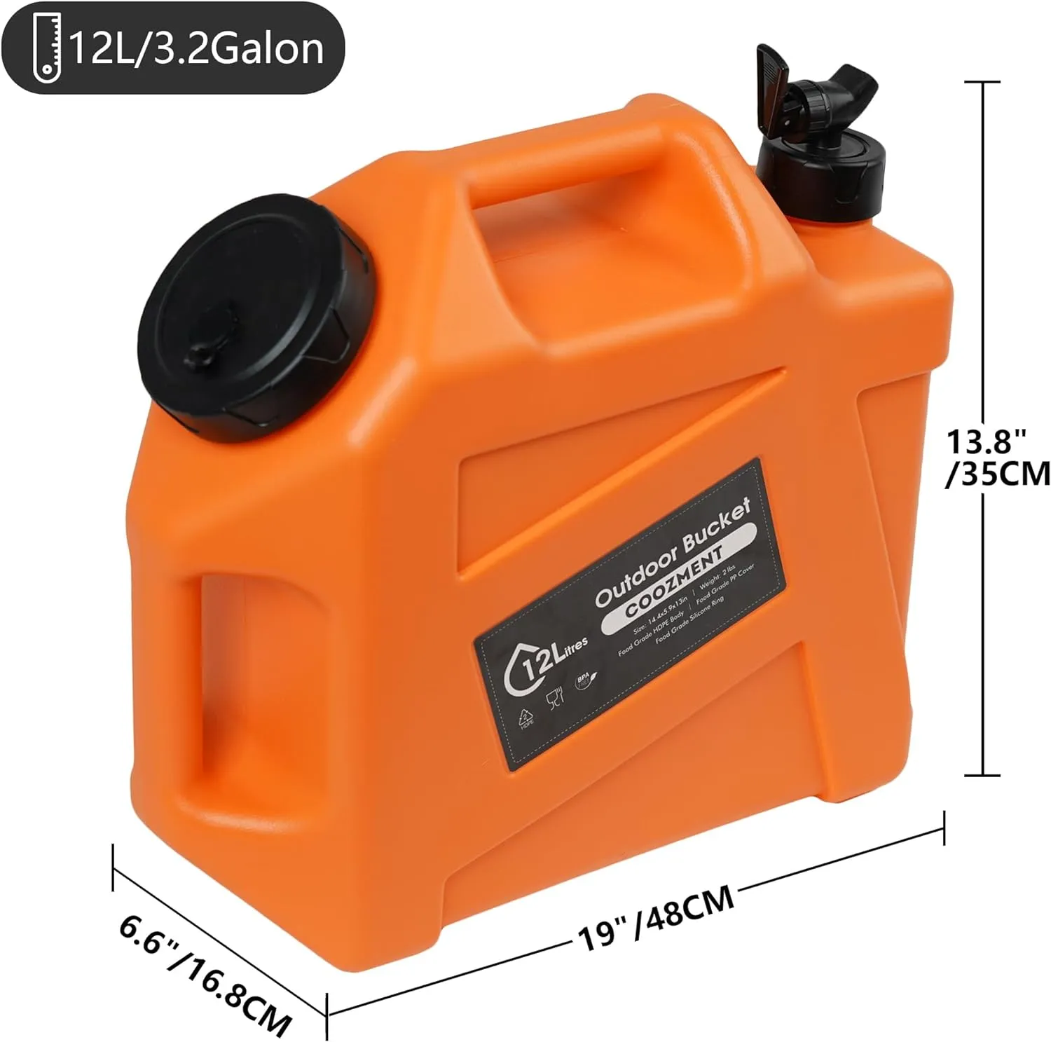 3.2 Gallon/5 Gallon Water Containers with Spigot, BPA Free Water Jug, Military Green Water Tank, Multifunction Water Storage Containers for Camping Outdoor Hiking,Emergency Stroage