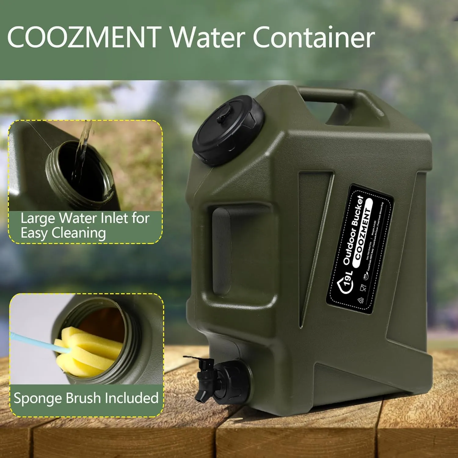 3.2 Gallon/5 Gallon Water Containers with Spigot, BPA Free Water Jug, Military Green Water Tank, Multifunction Water Storage Containers for Camping Outdoor Hiking,Emergency Stroage