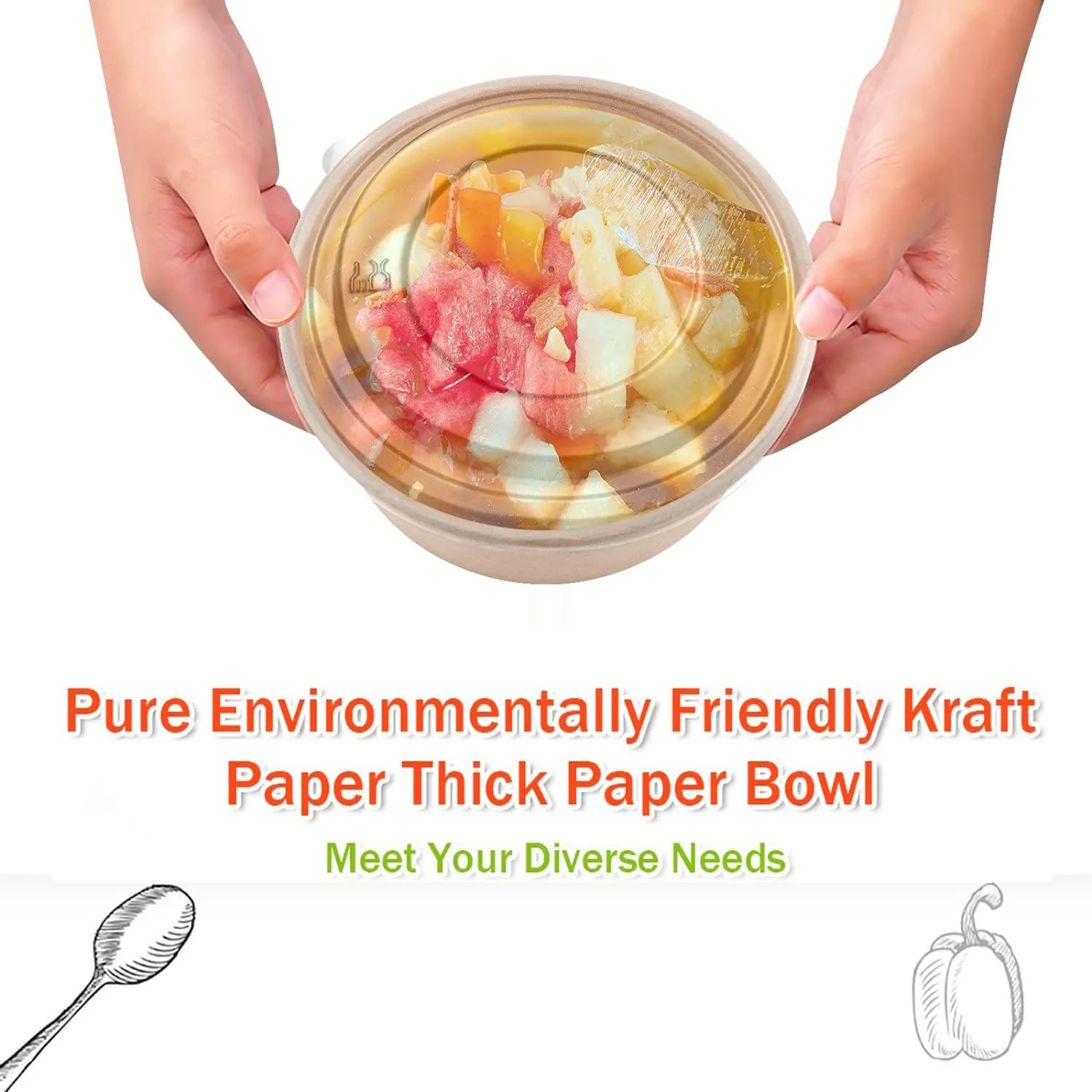36Oz 50Pcs Large Paper Bowls with Lids, Disposable Soup Serving Bowls Bulk Party Supplies for Hot/Cold Food, Soup (36 OZ)