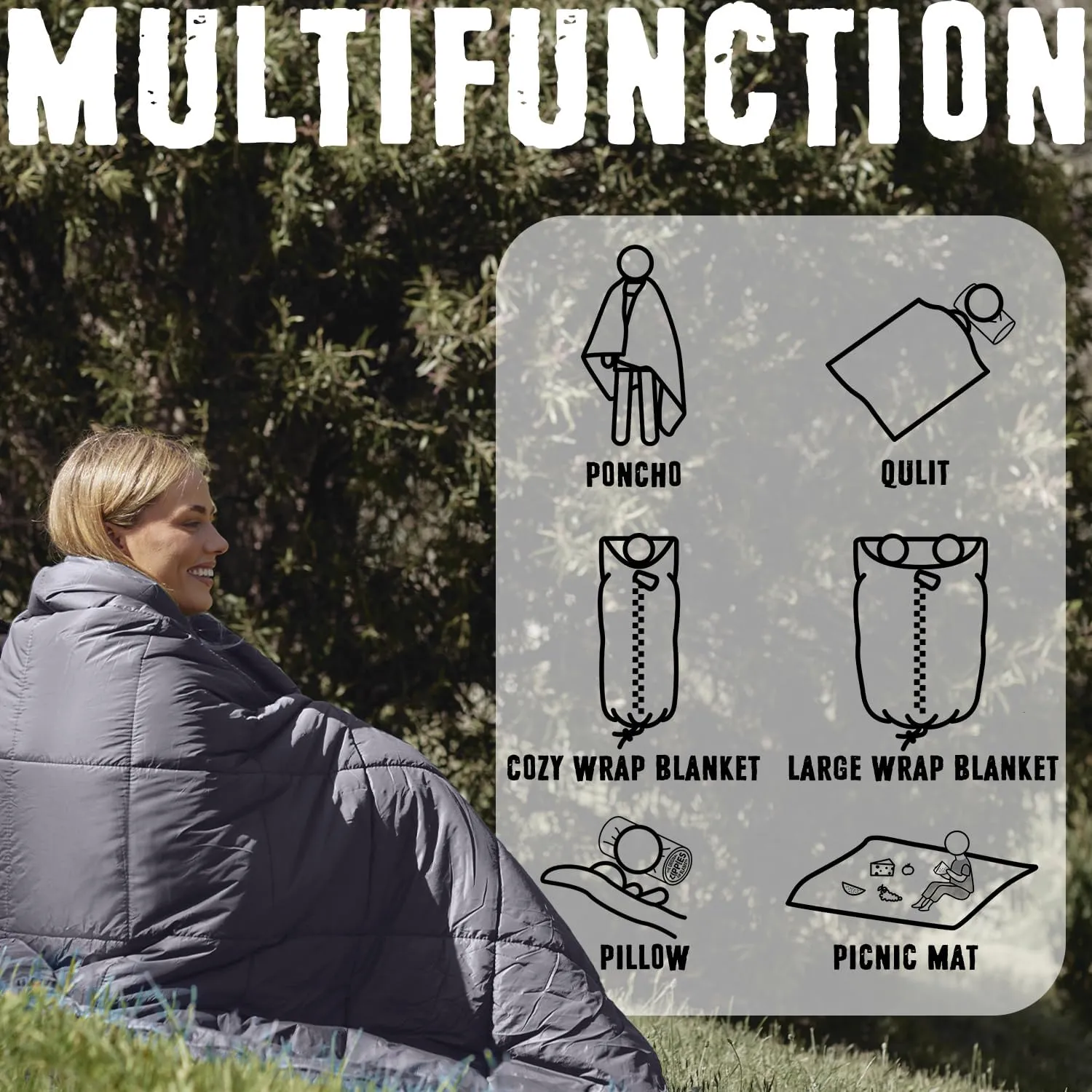 3M Thinsulate Insulation Puffy Camping Blanket for Cold Weather, Queen Size Warm Camping Quilt with Zipper, Waterproof Outdoor Sleeping Bag for Hammock, Cozy & Versatile Gift for Men and Women
