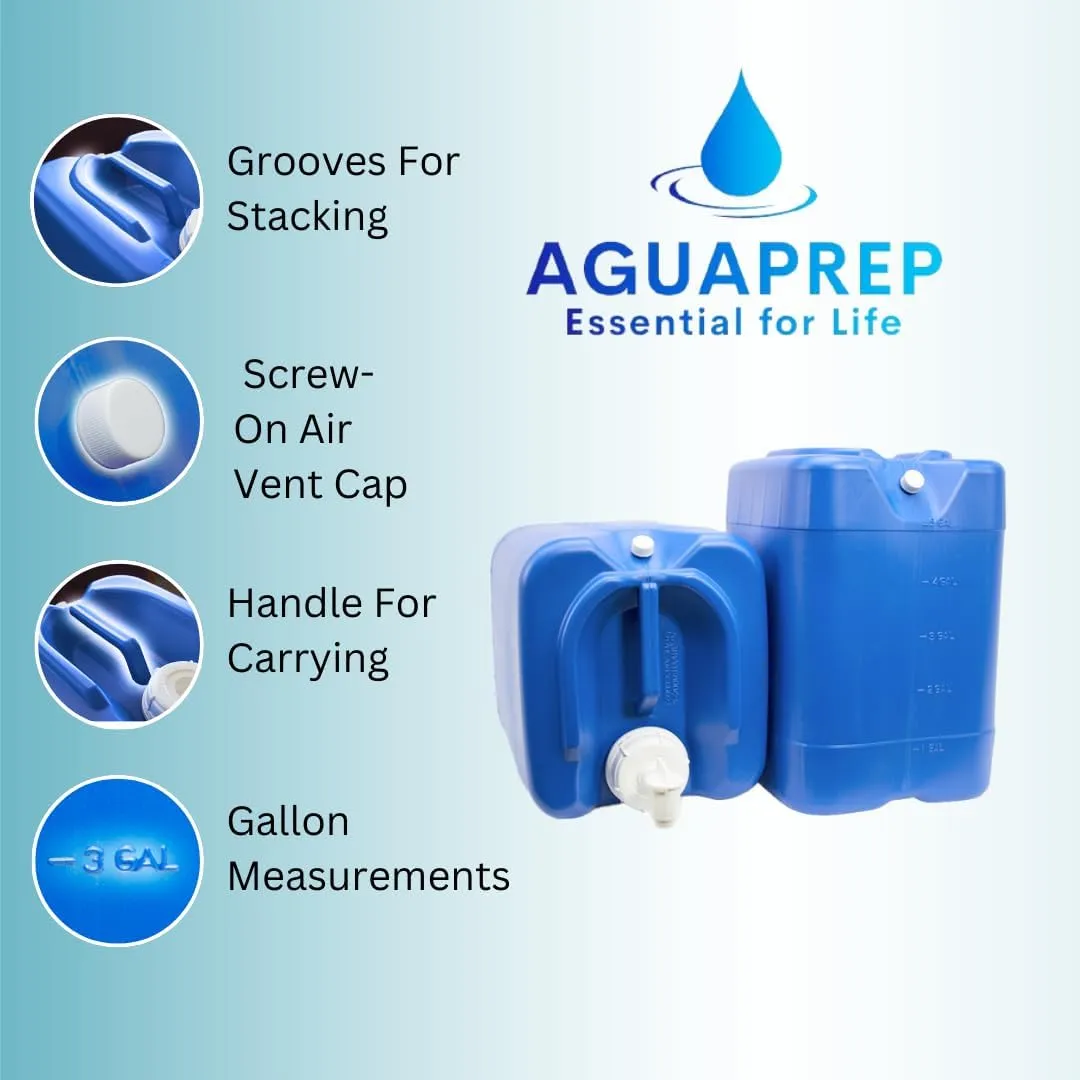 5-Gallon Stackable Water Storage Containers, w/Lids   Spigot, Easy Fill, Survial Supply, Emergency Water Storage for Camping and Disaster Preparedness, RV, 50 Gallon Set (10 Tanks)