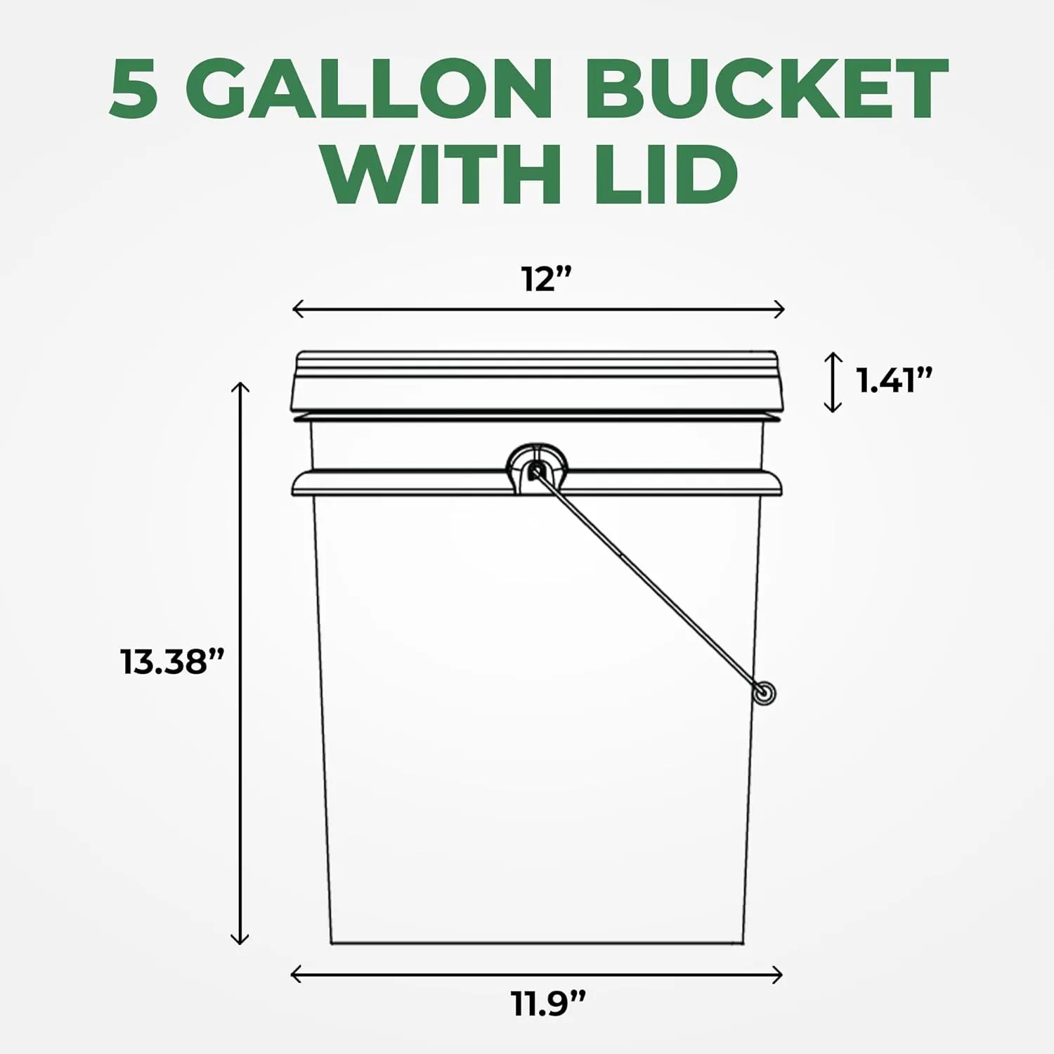 5-Gallon White Bucket Pail Container with Lid | Food Grade | Heavy-Duty Extra Durable | Metal Handles with Plastic Grip for Easy Carrying | Multi-Use | Easy Stack and Store | BPA Free - 3 Pack