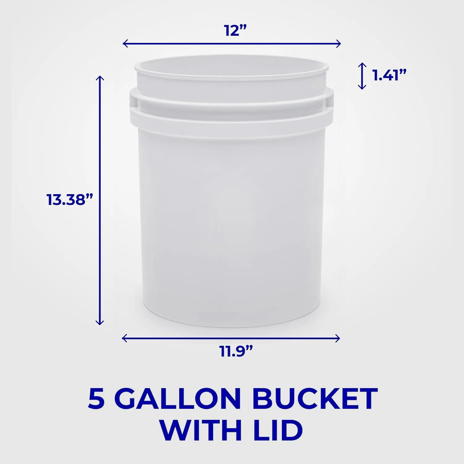5-Gallon White Bucket Pail Container with Lid | Metal Handles with Plastic Grip for Easy Carrying | Easy Stack and Store | Heavy-Duty Extra Durable | Food Grade | BPA Free