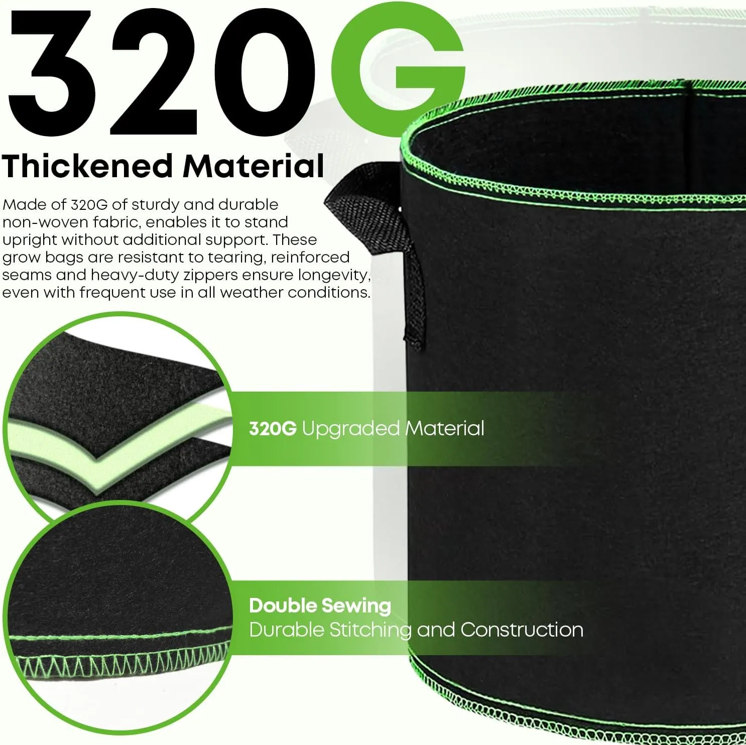 5-Pack 30 Gallon Grow Bags Heavy Duty Container Thickened Nonwoven Fabric Plant Pots with Handles