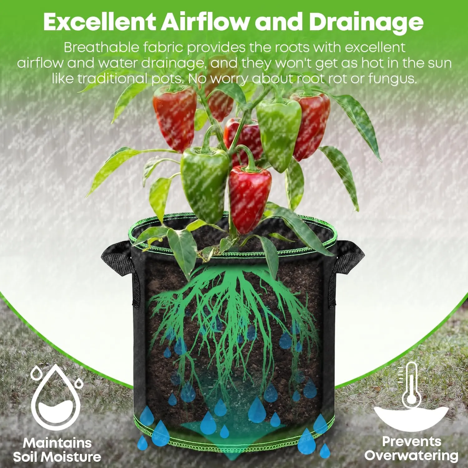 5-Pack 30 Gallon Grow Bags Heavy Duty Container Thickened Nonwoven Fabric Plant Pots with Handles