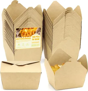 50 Pack 28 oz Take Out Food Containers, Microwavable Kraft Brown Paper To Go Boxes for Food,Heavy Duty Grease Resist Paper Lunch Box Cardboard Take Out Box for Restaurant, Household and Party
