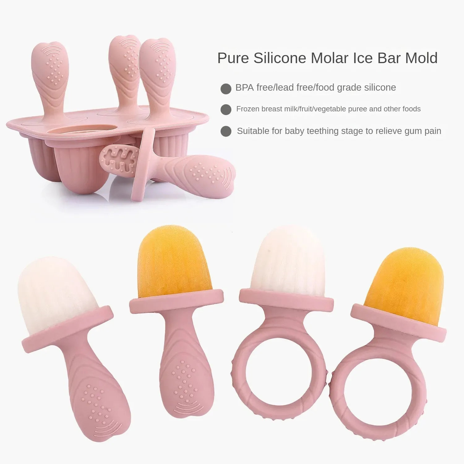 5pcs Baby Silicone Rabbit Teether Rings BPA Free Fruit & Veggie Squeeze Feeder