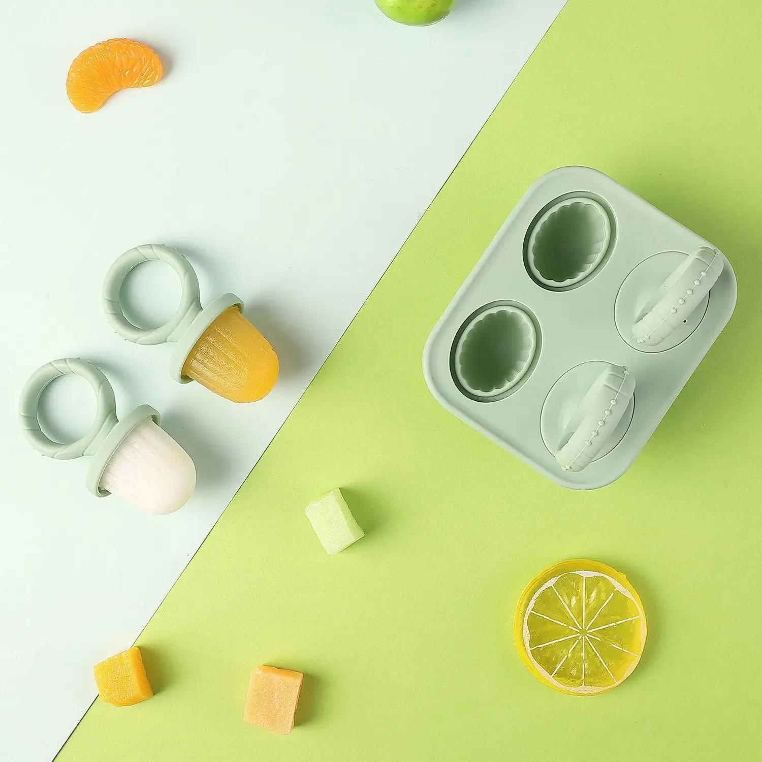 5pcs Baby Silicone Rabbit Teether Rings BPA Free Fruit & Veggie Squeeze Feeder