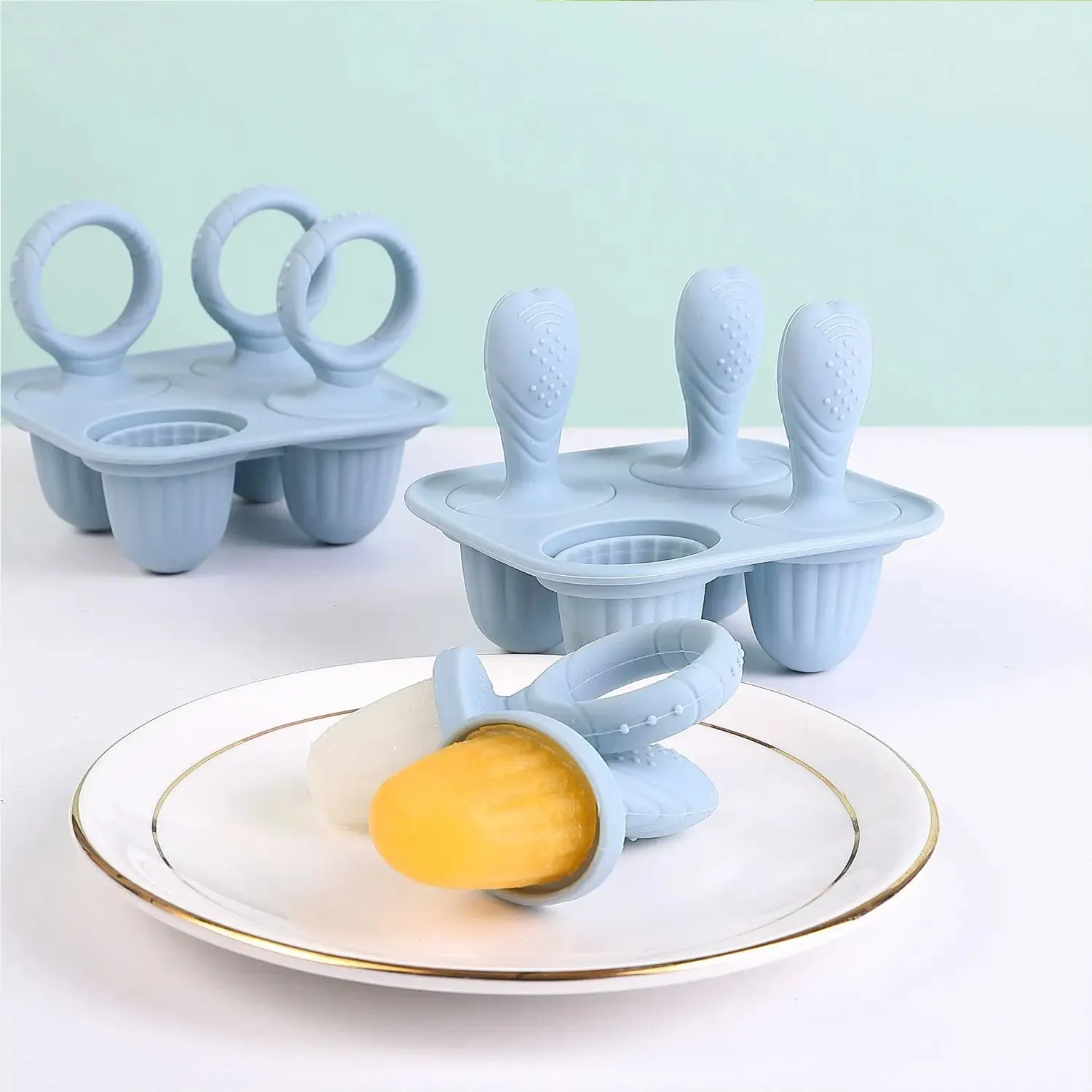 5pcs Baby Silicone Rabbit Teether Rings BPA Free Fruit & Veggie Squeeze Feeder
