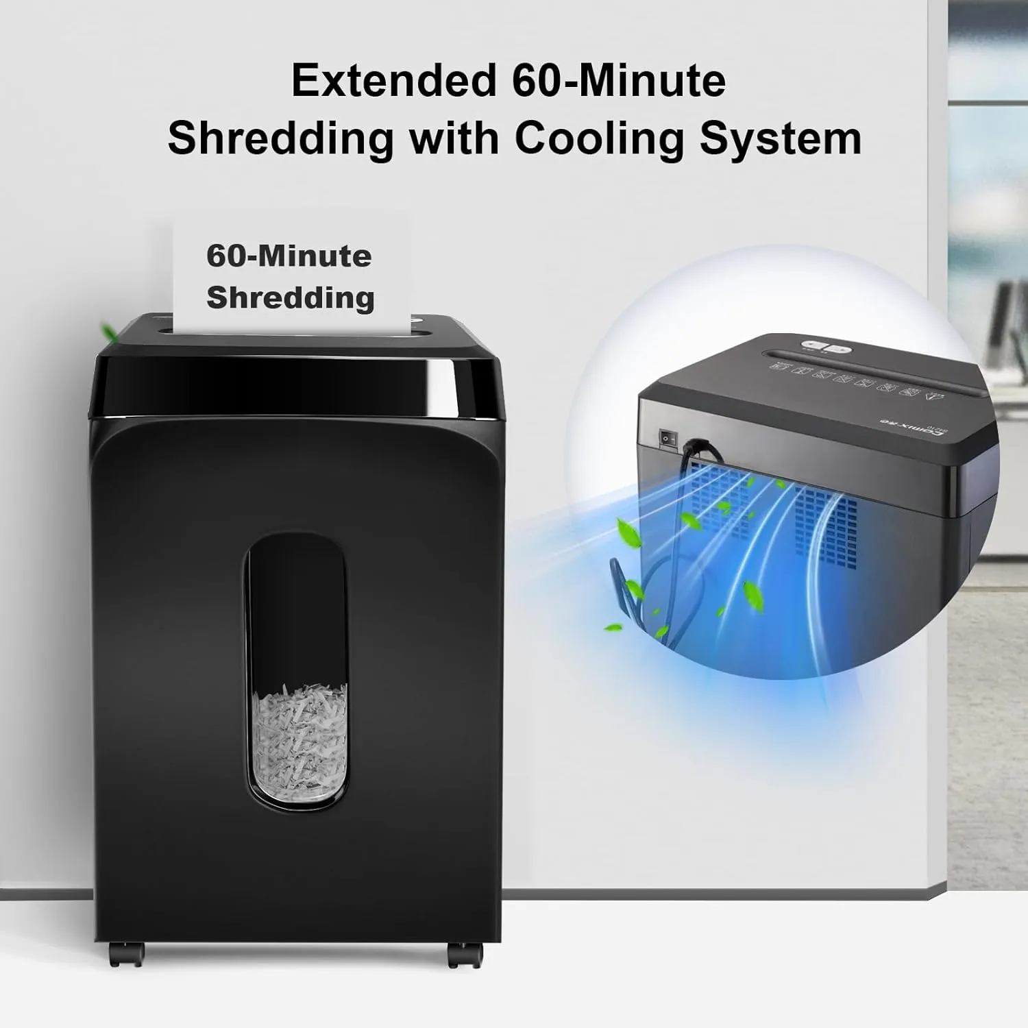 60-Minute Continuous Paper Shredder | P5 Security Level | 2x15mm Micro-Cut | 58dB Quiet Operation | 10-Sheet Capacity | Jam-Proof & 6.1Gal Bin | Heavy Duty for Home/Office
