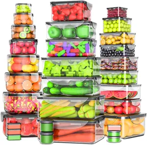 62 Pcs Large Food Storage Containers with Lids Airtight,Total 656OZ(31 Containers &31 Lids), Reusable BPA-Free Plastic Food Container for Kitchen Organization, Leakproof Meal-Prep Containers for Lunch