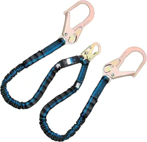 6FT Double Leg Safety Harness Lanyard, Abrasion Resistant Internal Shock Absorbing Fall Protection Lanyard with Dual Rebar & Snap Hook, OSHA/ANSI Compliant, Construction Arborist Roofing