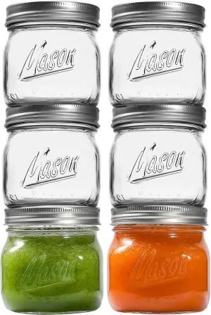 6PCS Wide Mouth Mason Jars 16oz with Airtight Lids and Bands, Canning Jars with Crystal Glass for Food Storage, Spice Jars, Canning, DIY Projects, Jam, Jelly, Honey, Preserving, Drinking