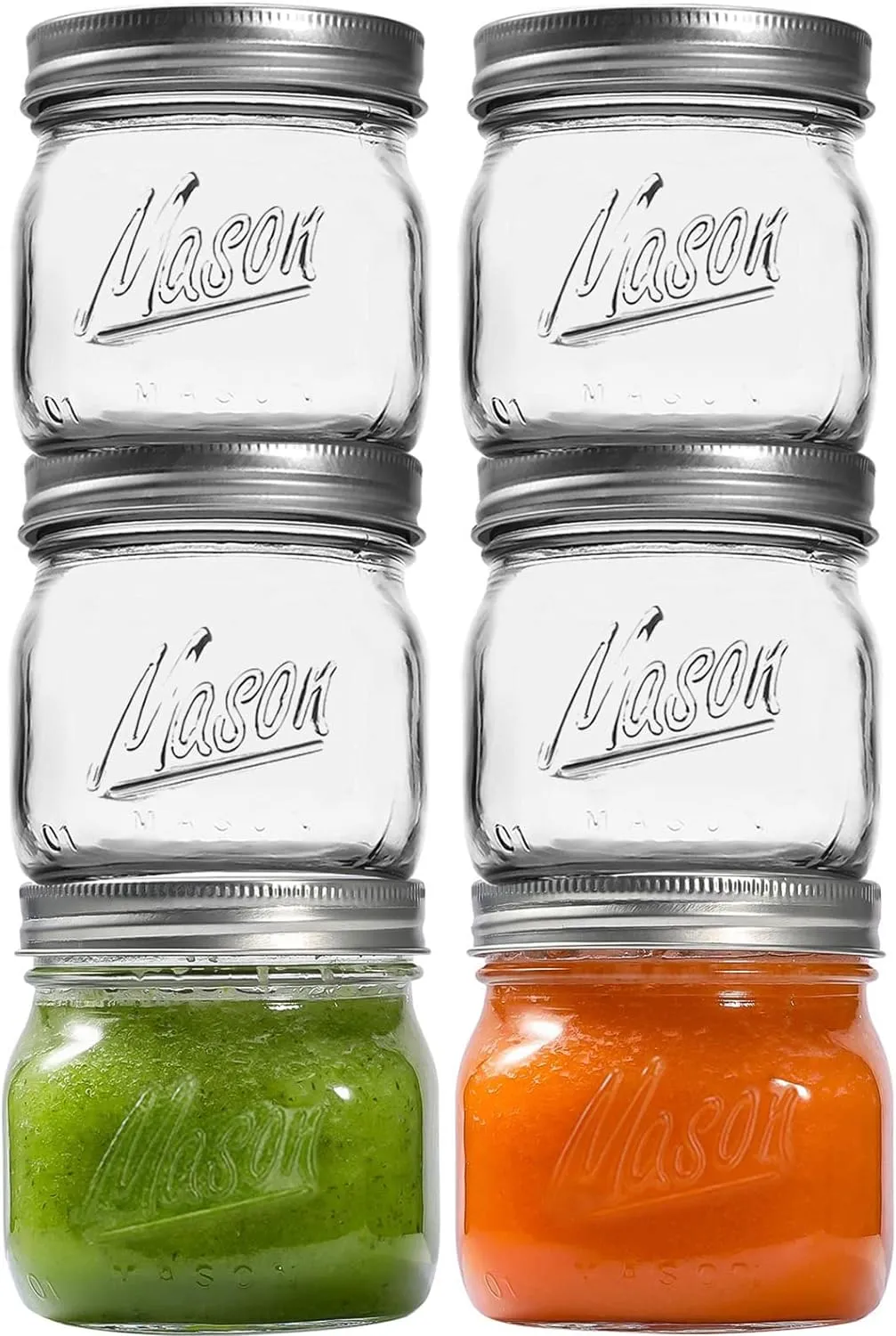 6PCS Wide Mouth Mason Jars 16oz with Airtight Lids and Bands, Canning Jars with Crystal Glass for Food Storage, Spice Jars, Canning, DIY Projects, Jam, Jelly, Honey, Preserving, Drinking