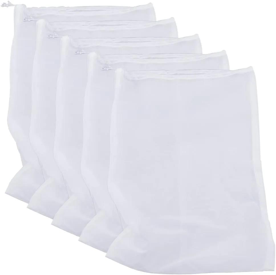 75 Micron Nylon Straining Bag Fine Mesh Food Strainer Bag, Multi Purpose Filter Bag for Nut Milk, Juice, Cold Brew, Home Brewing (17.72" x 11.81", 5 Packs)