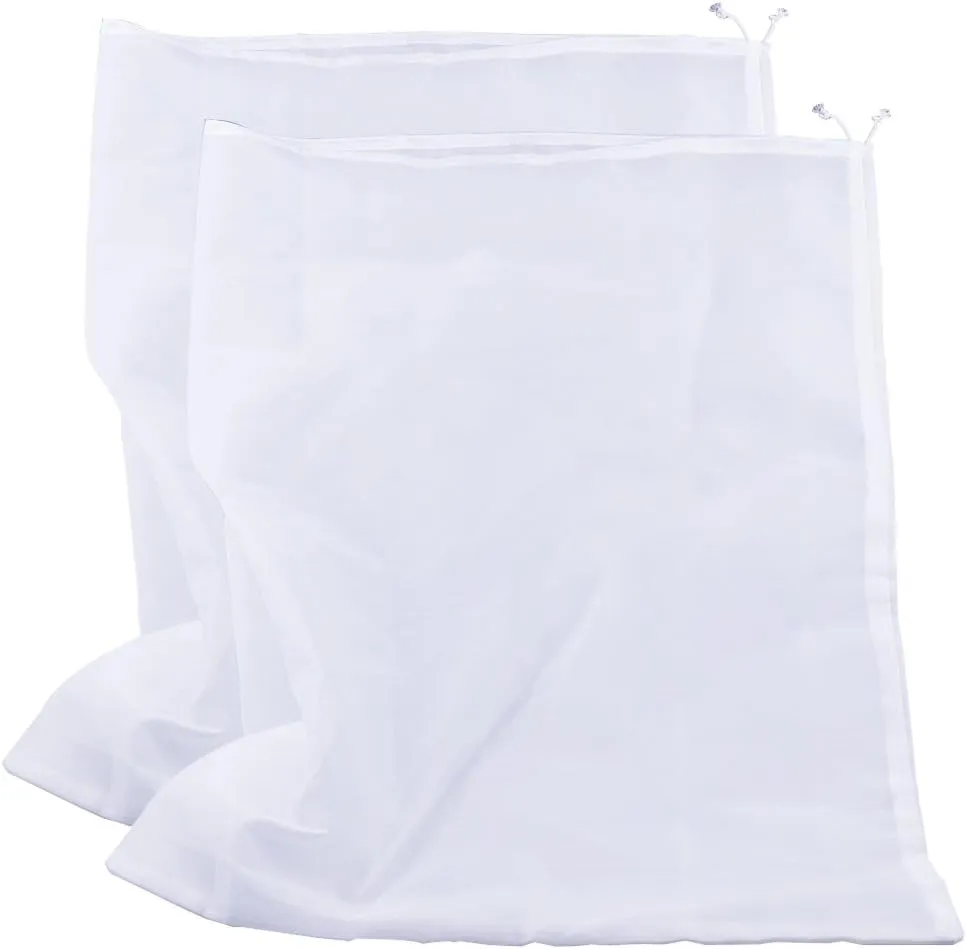 75 Micron Nylon Straining Bag Fine Mesh Food Strainer Bag, Multi Purpose Food Grade Filter Bag for Nut Milk, Juice, Cold Brew, Home Brewing (25.39" x 18.89", 2 Packs)