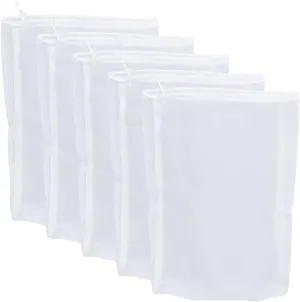 75 Micron Nylon Straining Bag Fine Mesh Food Strainer Bag, Multi Purpose Food Grade Filter Bag for Nut Milk, Juice, Cold Brew, Home Brewing (5 Packs, 12.6" x 8.66")