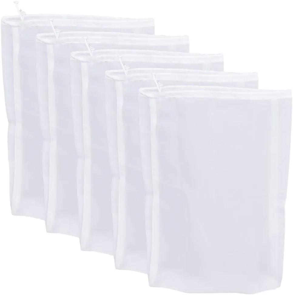 75 Micron Nylon Straining Bag Fine Mesh Food Strainer Bag, Multi Purpose Food Grade Filter Bag for Nut Milk, Juice, Cold Brew, Home Brewing (5 Packs, 12.6" x 8.66")