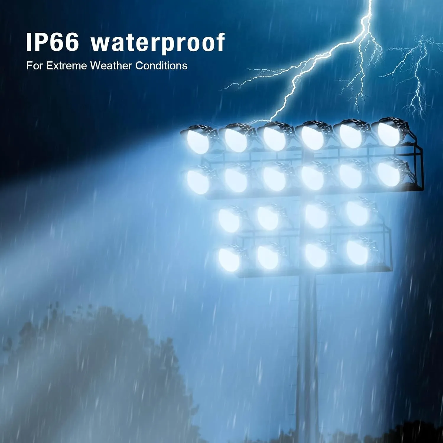 750W LED Stadium Lights, Heavy-Duty High Mast Sport Court Light Outdoor IP66 10KV Surge Large Arena Industry and Commercial Lighting with 40 Degree for Airport Area Parking Lot