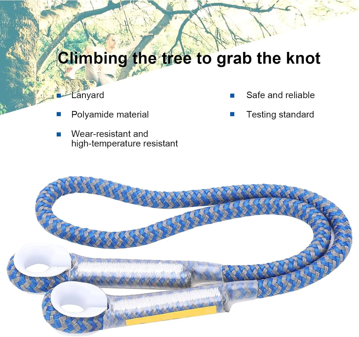 8mm (5/16) Prusik Cord Pre Sewn 22KN Nylon Prusik Loop Multipurpose Rope for Outdoor Climbing Arborist Mountaineering