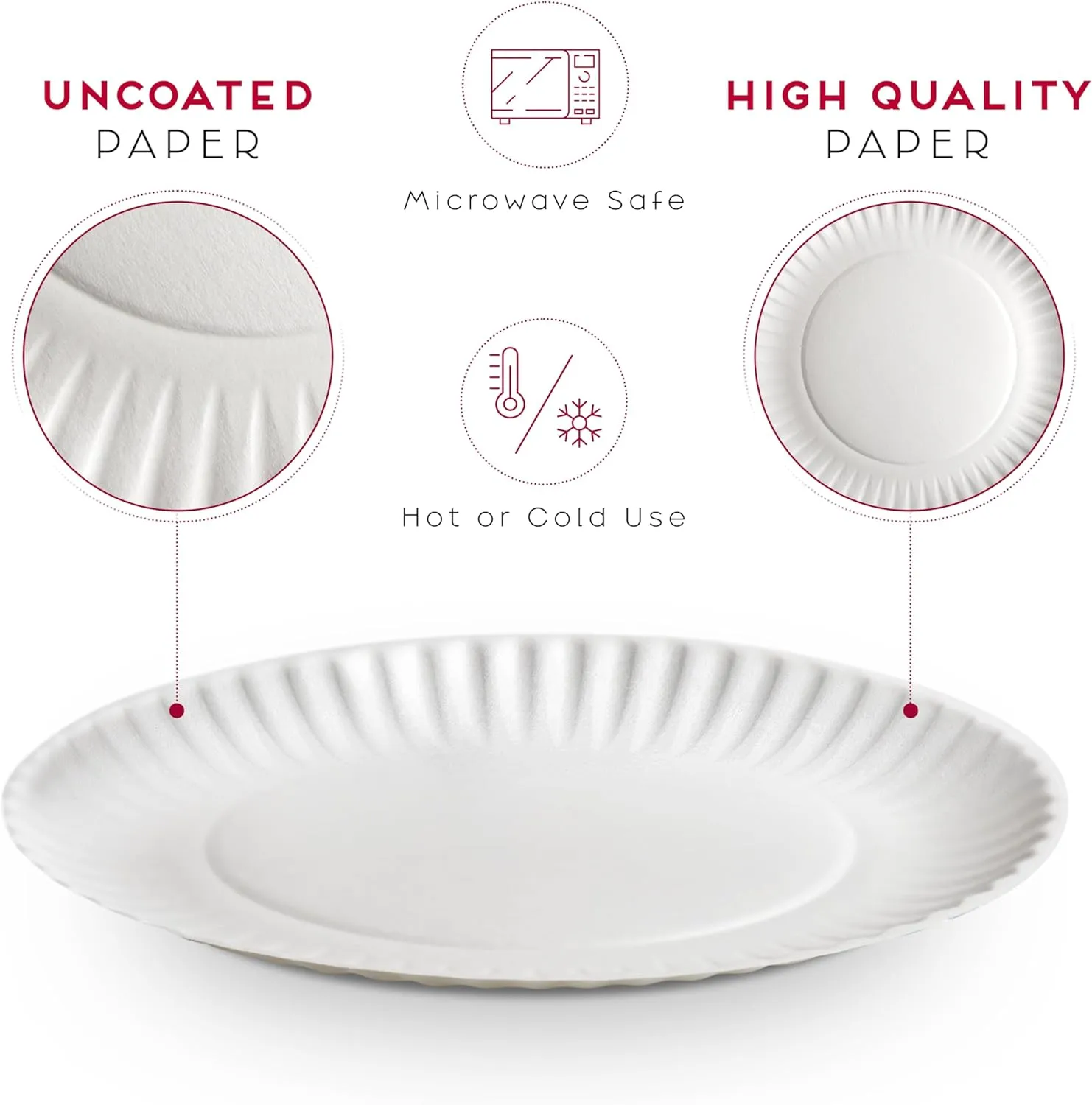 9-Inch Disposable Paper Plates - 500 Count - Bulk Pack of Uncoated Paper Plates for Everyday Use - Dinnerware for Meals, Parties And Picnics