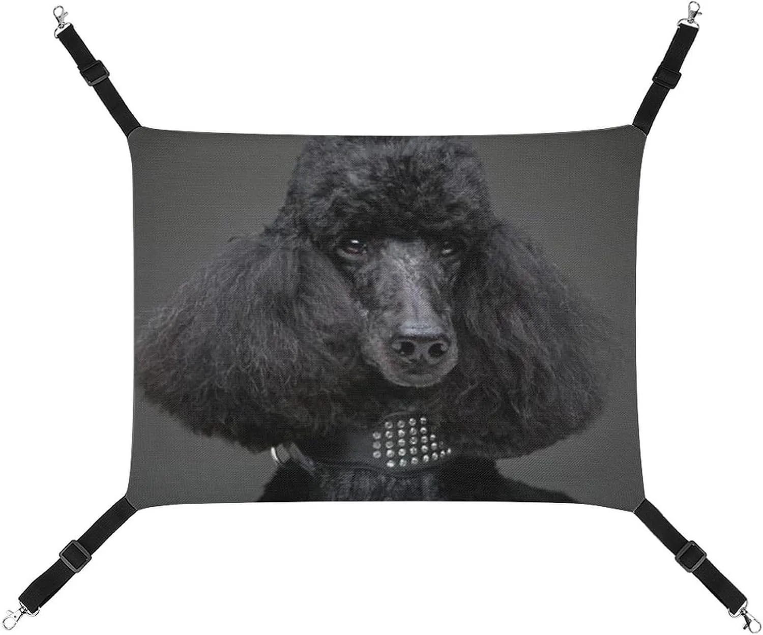 Adorable Black Poodle Cat Hanging Hammock Soft Breathable Pet Cage Dog Hammock with Adjustable Straps and Metal Hooks