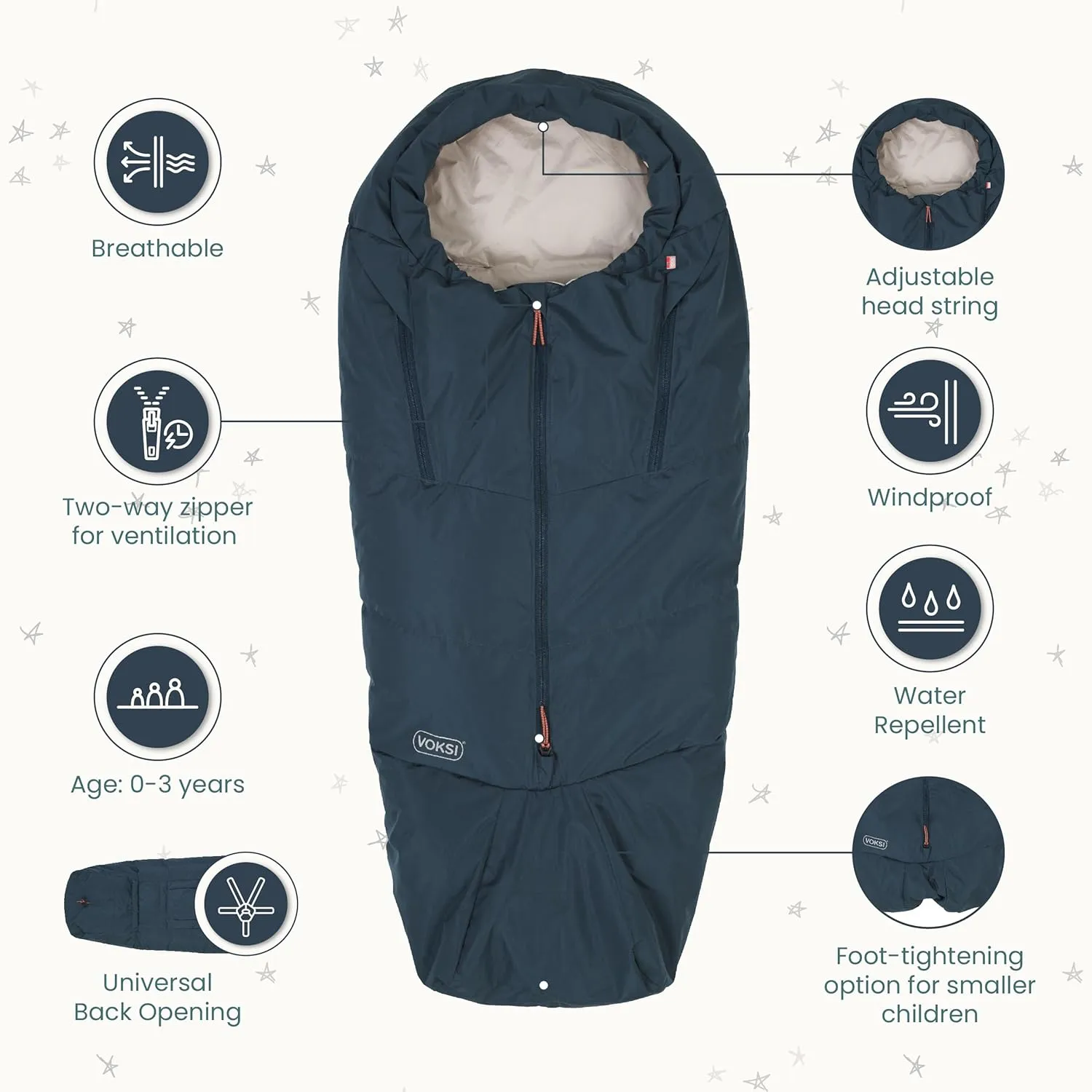 Adventure Baby Sleeping Bag, Natural Wool & Down, Windproof & Water-Repellent, Product of Norway