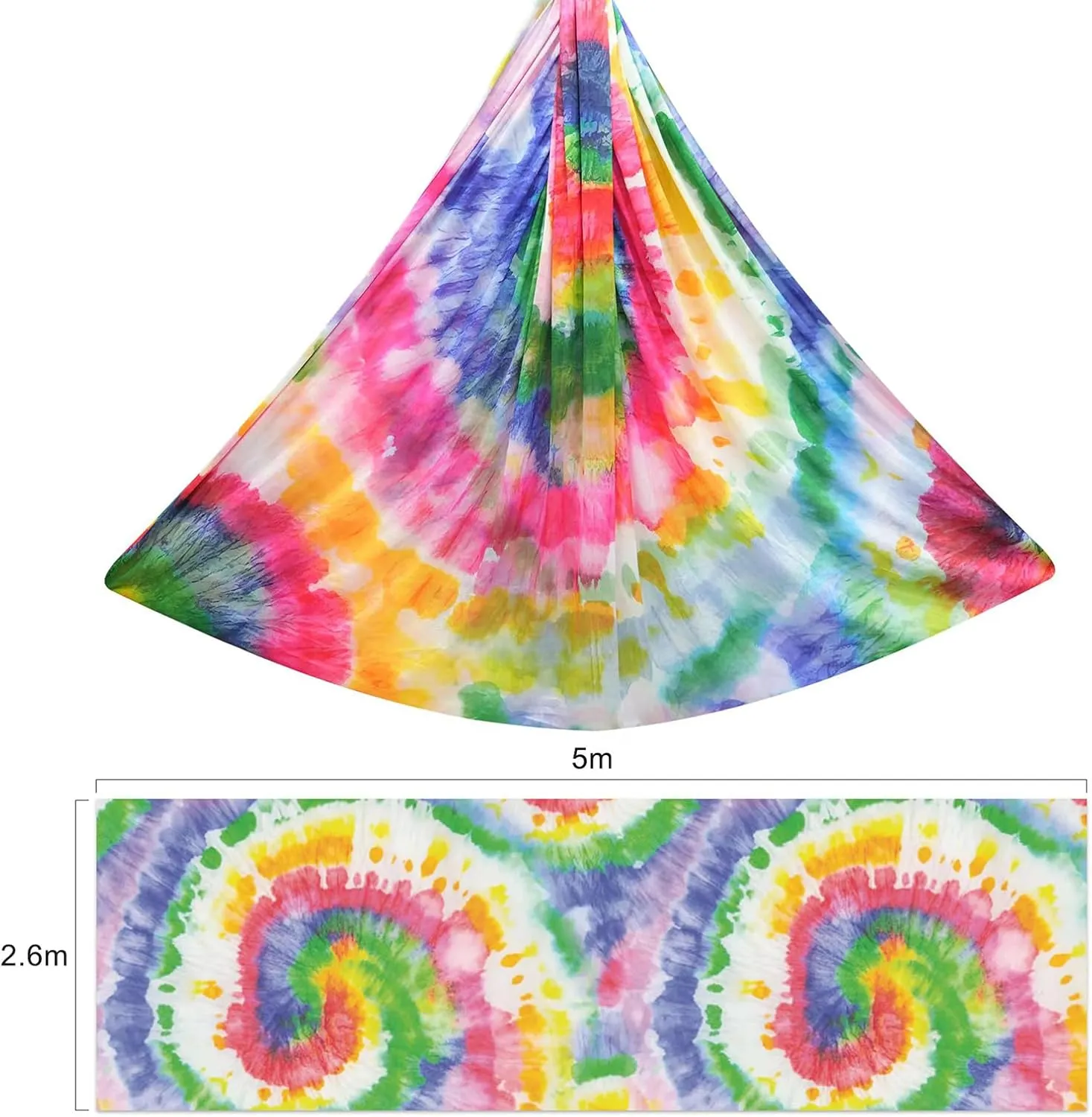 Aerial Yoga Hammock kit- Yoga Swing Multicolor 5 yards-Flying Yoga Include Daisy Chain,Carabiner and Pose Guide
