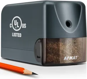 AFMAT Electric Pencil Sharpener, Heavy Duty Pencil Sharpeners for Classroom, Home, UL Listed Pencil Sharpener for 6.5-8mm No.2/Colored Pencils, 10000  Sharpening Times, Model S230 (Item No. PS66),Gray