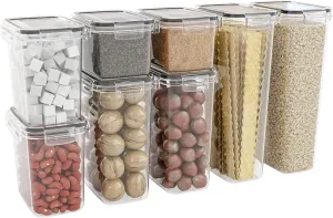 Airtight Food Storage Containers With Lids for Pantry- 8 PCS With Label - BPA Free Cereal Containers Storage,Plastic Kitchen Organizers and Storage for Dry Goods,Chip,Grain Sugar and Flour Organizing