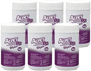 Alpet D2 Surface Sanitizing Wipes, Pre-Moistened, 6 x 160ct containers, 960 total wipes