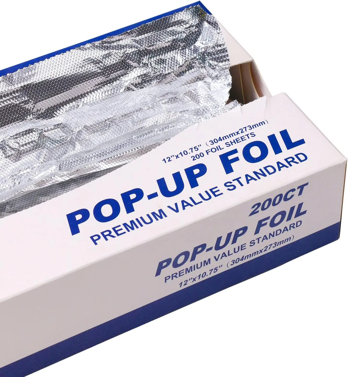 Aluminum Foil Sheets, Pre-Cut Foil Sheets, for Home Restaurant Food Processing, High-Temperature Resistant Non-Stick Type, Pop Up Single Sheets, 200 Sheets (12 in)