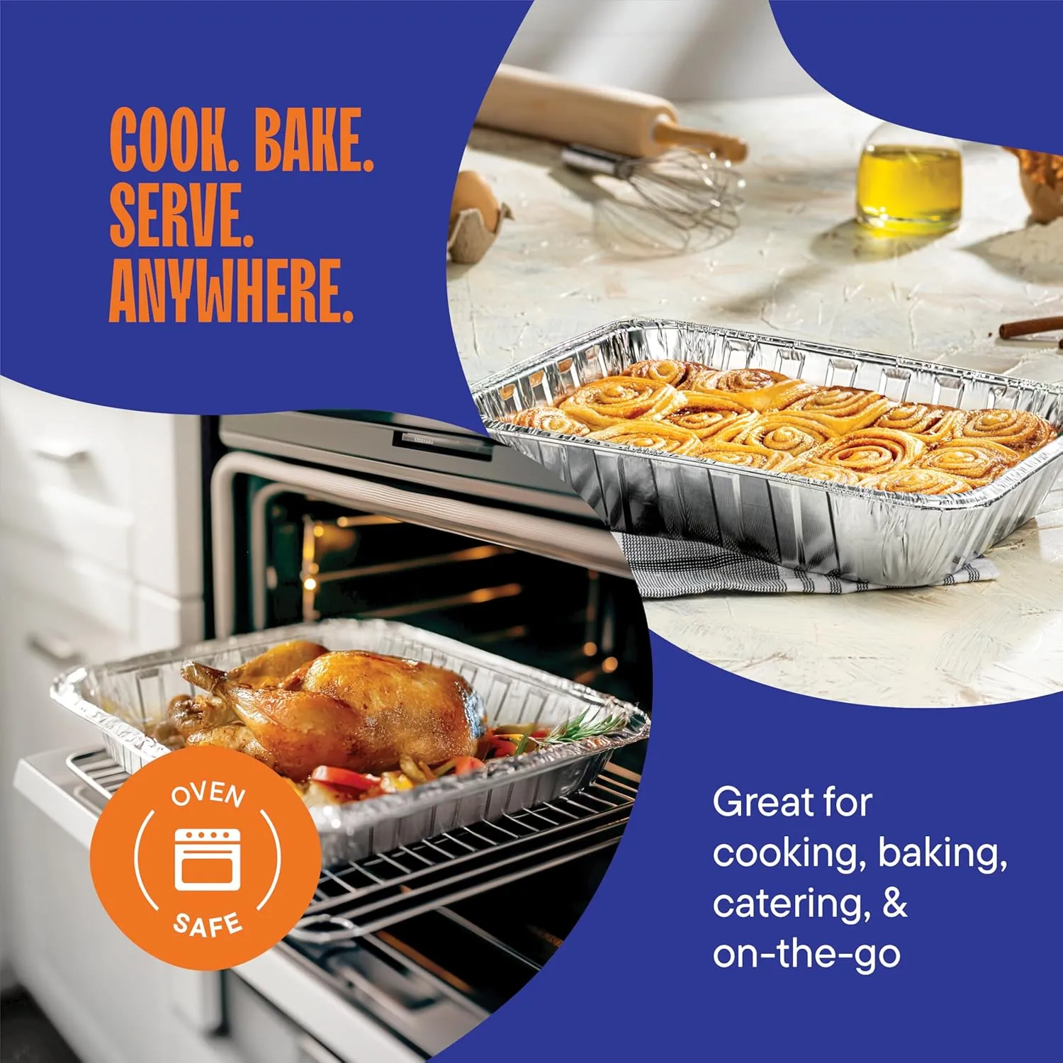 Aluminum Pans 9x13 Disposable Aluminum Foil Pans with Lids [25-Sets] Large Baking Pan Trays - Heavy Duty Tin Tray & Lid - Half Size Chafing Dishes for Roasting, Cooking, Heating or Steam