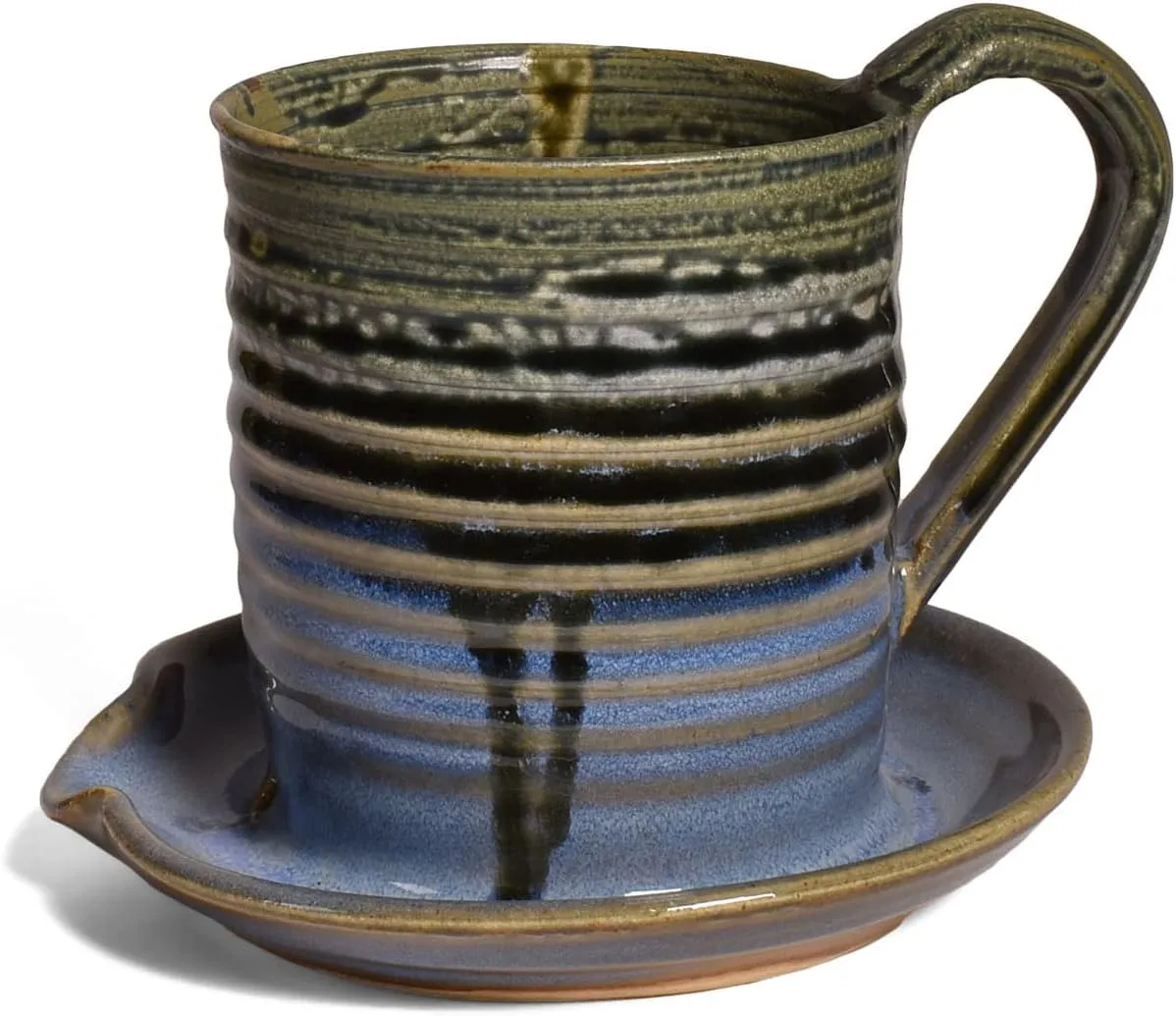 American Handmade Microwave Bacon Cooker by Holman Pottery, Smoky Blue