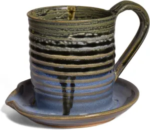 American Handmade Microwave Bacon Cooker by Holman Pottery, Smoky Blue