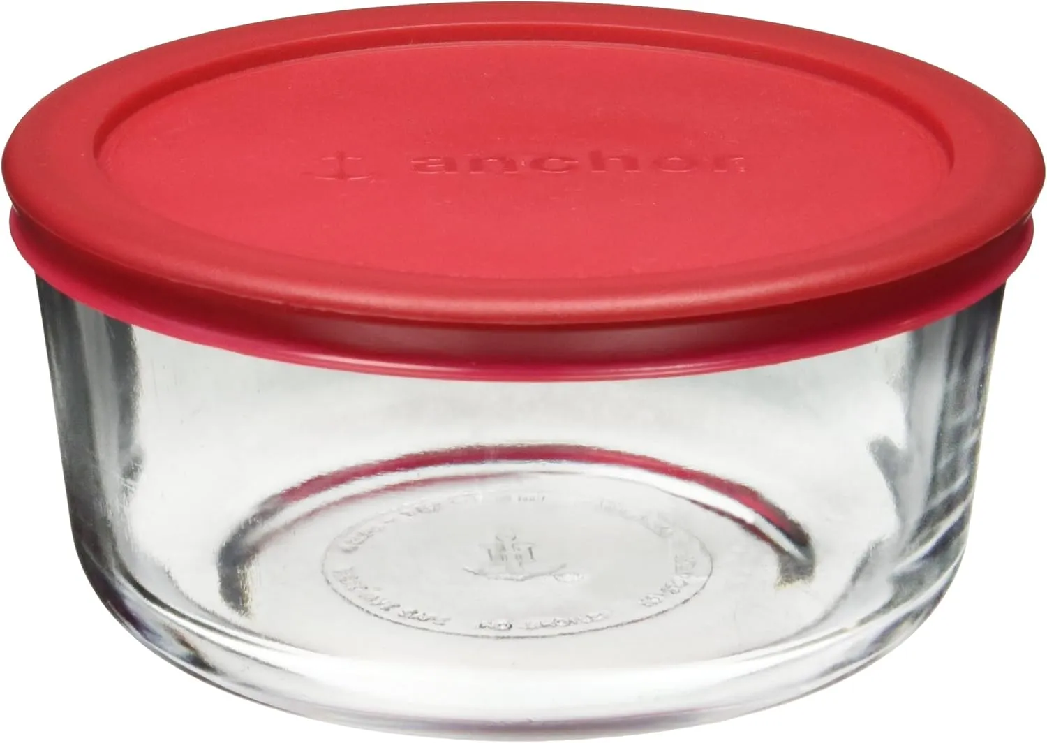 Anchor Hocking Classic Glass Food Storage Container with Lid, Red, 4 Cup