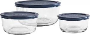 Anchor Hocking Classic Glass Food Storage Containers with Lids, Blue, 6-Piece Set -