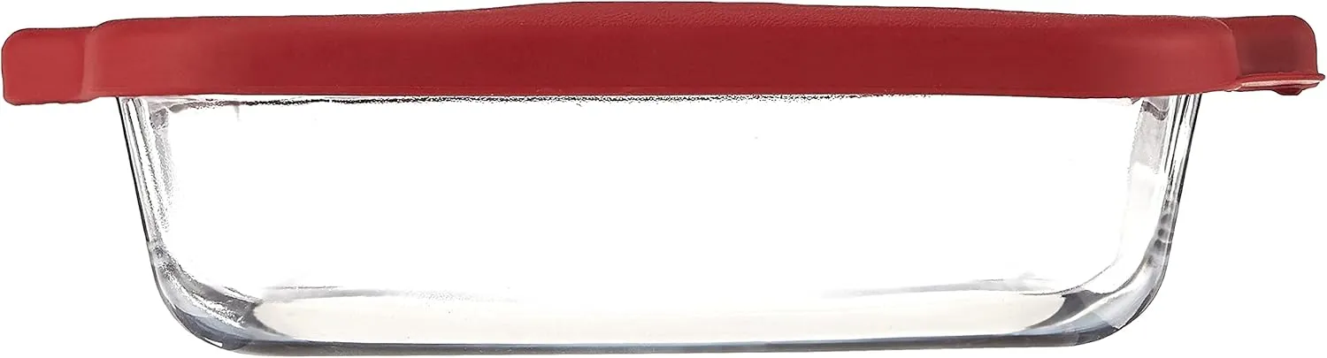 Anchor Hocking Glass Baking Dishes for Oven, 8 Inch Square Glass Cake Pan with TrueFit Cherry Lid