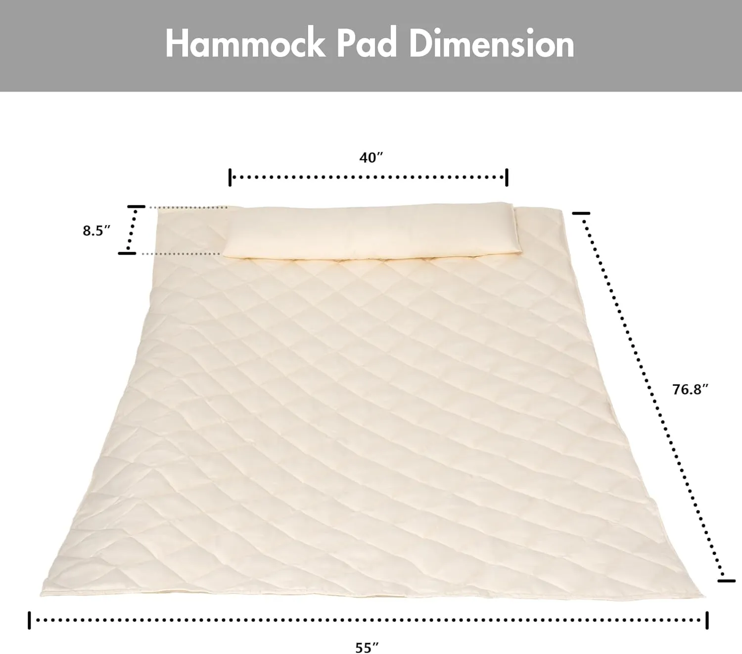 ANOW Double Hammock Pad and Hammock Pillow Set, Portable Polyester Hammock Pad, Cream