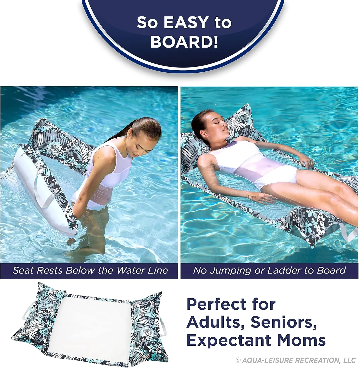 Aqua Original 4-in-1 Monterey Hammock Pool Float & Water Hammock – Multi-Purpose, Inflatable Pool Floats for Adults – Patented Thick, Non-Stick PVC Material