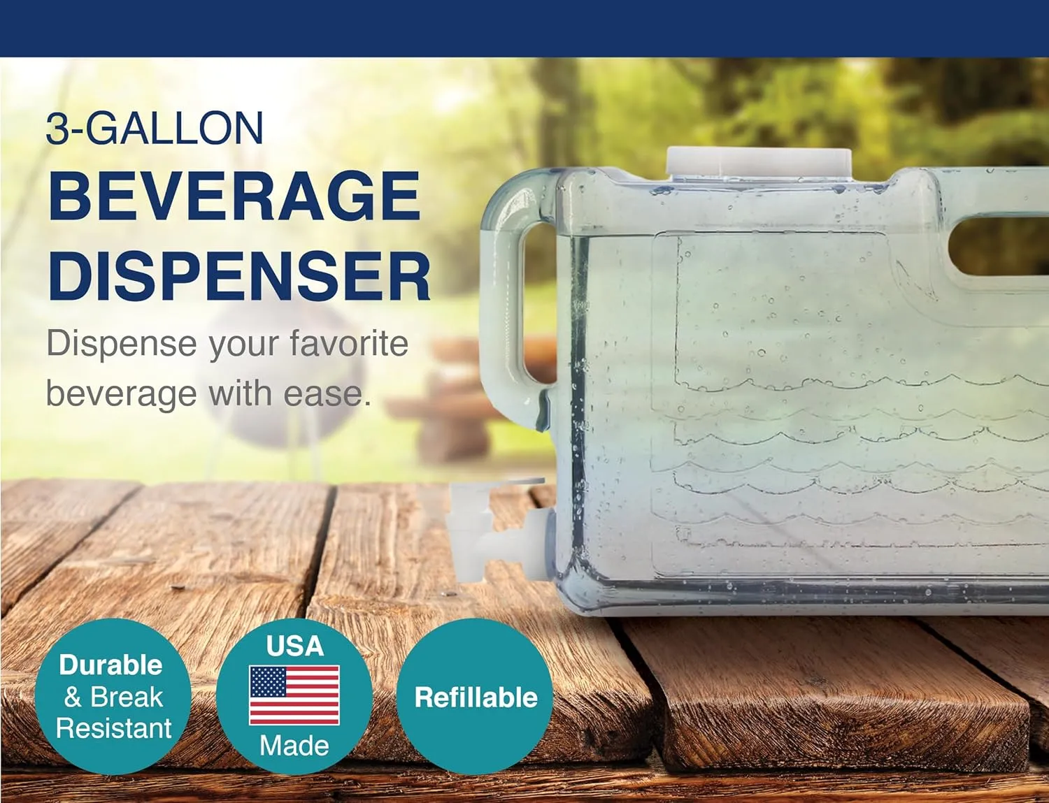 Arrow Home Products 3 Gallon Drink Dispenser for Fridge - Plastic Beverage Dispenser with Spigot for Easy Dispensing - BPA Free Plastic - Convenient Handle, Easy-Pour Spout