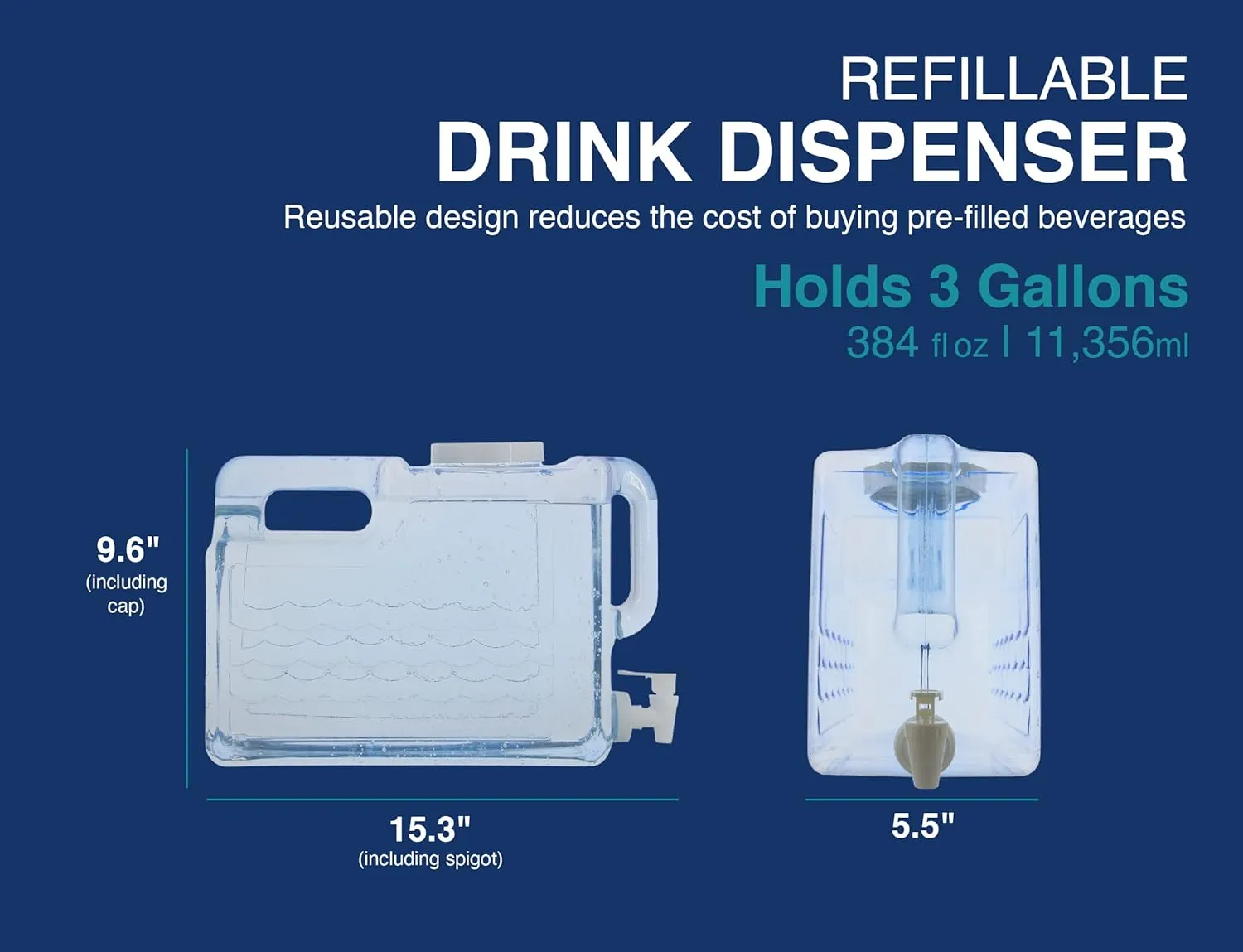 Arrow Home Products 3 Gallon Drink Dispenser for Fridge - Plastic Beverage Dispenser with Spigot for Easy Dispensing - BPA Free Plastic - Convenient Handle, Easy-Pour Spout