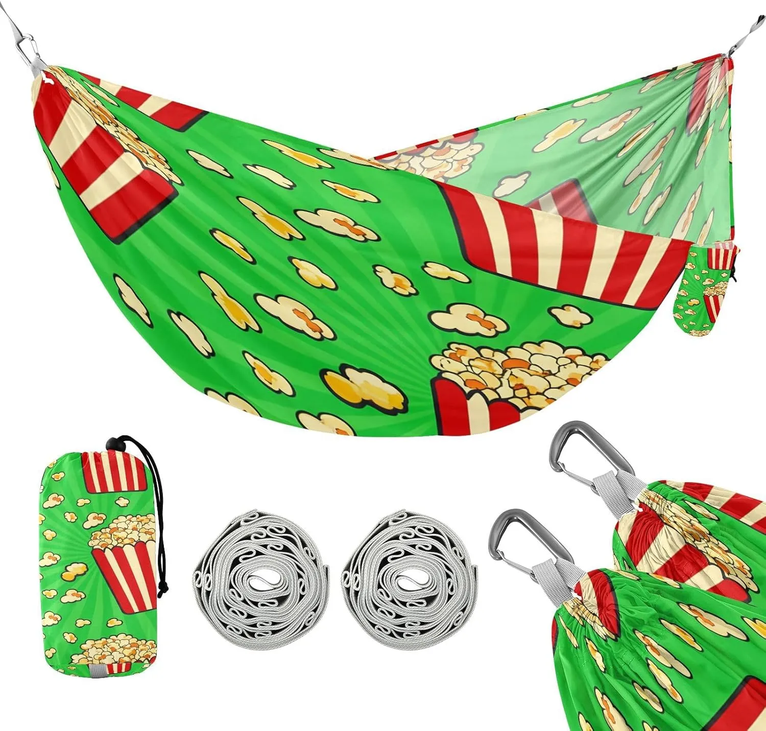 ATTX Doodle Popcorn Camping Hammock - Lightweight & Portable Hammocks, Heavy Duty 330lbs Capacity for Indoor, Hiking, Backpacking, Travel, Backyard, Beach#164