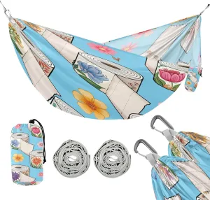 ATTX Doodle Print Flower Roll Camping Hammock - Lightweight & Portable Hammocks, Heavy Duty 330lbs Capacity for Indoor, Hiking, Backpacking, Travel, Backyard, Beach#168