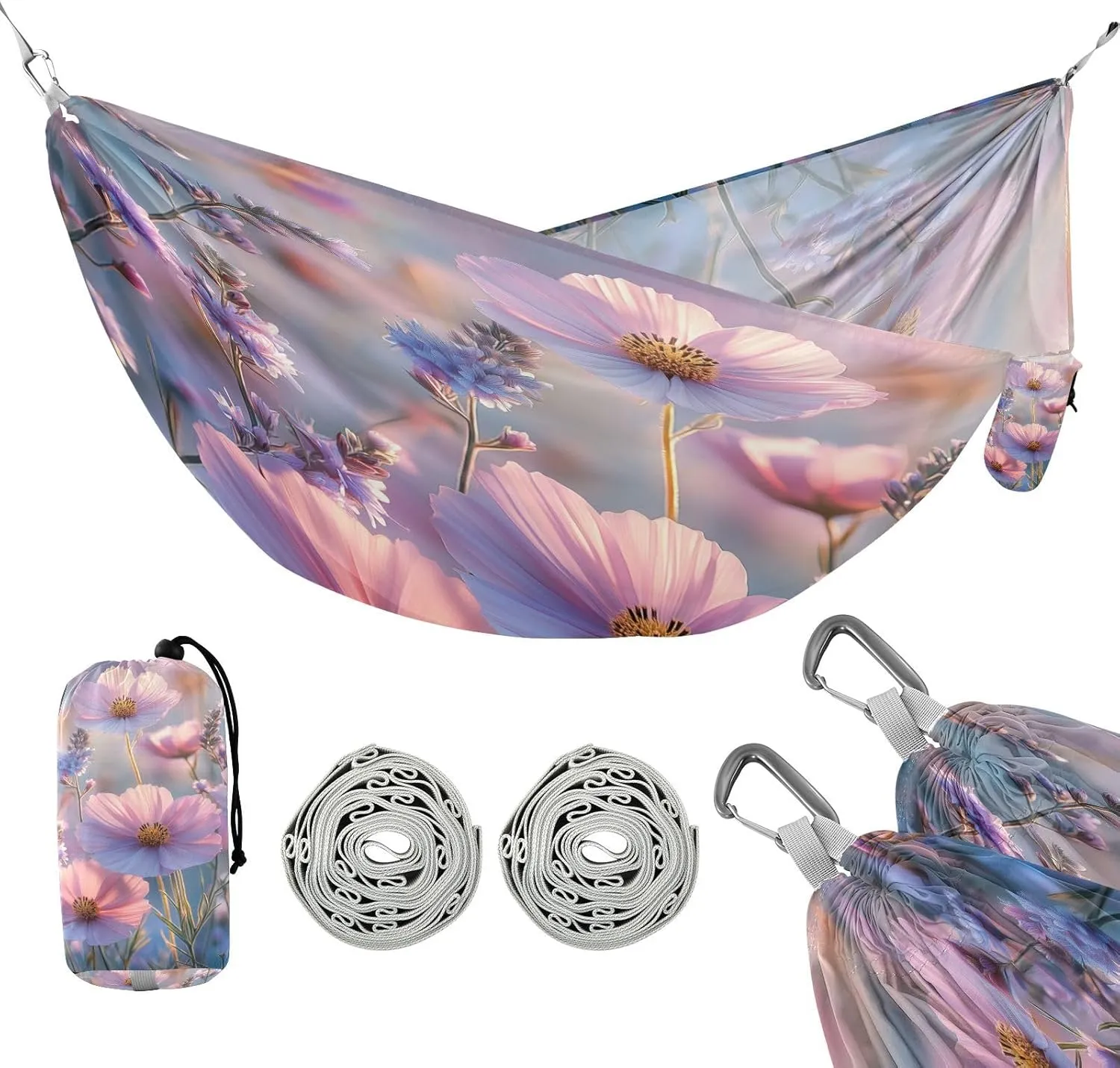 ATTX Floral Landscapes Camping Hammock - Lightweight & Portable Hammocks, Heavy Duty 330lbs Capacity for Indoor, Hiking, Backpacking, Travel, Backyard, Beach#17