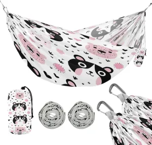 ATTX Pink Panda Bears Camping Hammock - Lightweight & Portable Hammocks, Heavy Duty 330lbs Capacity for Indoor, Hiking, Backpacking, Travel, Backyard, Beach#376