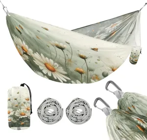 ATTX Watercolor Meadow Daisies Camping Hammock - Lightweight & Portable Hammocks, Heavy Duty 330lbs Capacity for Indoor, Hiking, Backpacking, Travel, Backyard, Beach#404
